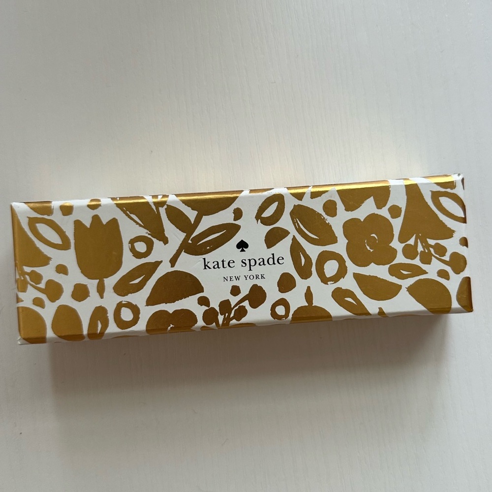 KATE SPADE ALWAYS FLOWERS GOLD & WHITE BALLPOINT PEN GIFT BOXED